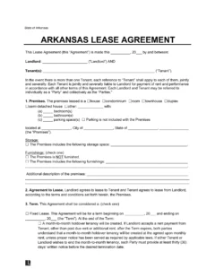 Arkansas Lease Agreement Template