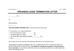Arkansas Lease Termination Letter Template