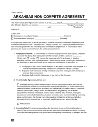 Arkansas Non-Compete Agreement Template