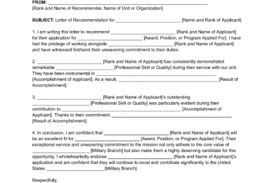 Army Letter of Recommendation