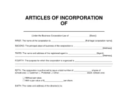 Articles of Incorporation Template