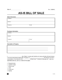 As-is bill of sale screenshot