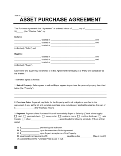 Free Purchase Agreement Template | Printable PDF &amp; Word