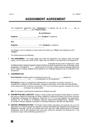 assignment fee agreement