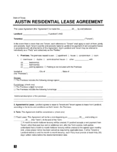 Austin Residential Lease Agreement Template