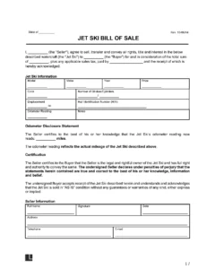 jet ski bill of sale form