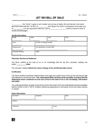 jet ski bill of sale form