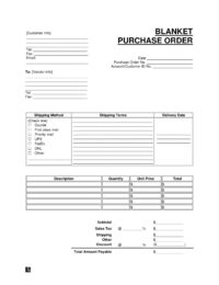 Blanket Purchase Order Template Screenshot