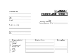 Blanket Purchase Order Template Screenshot