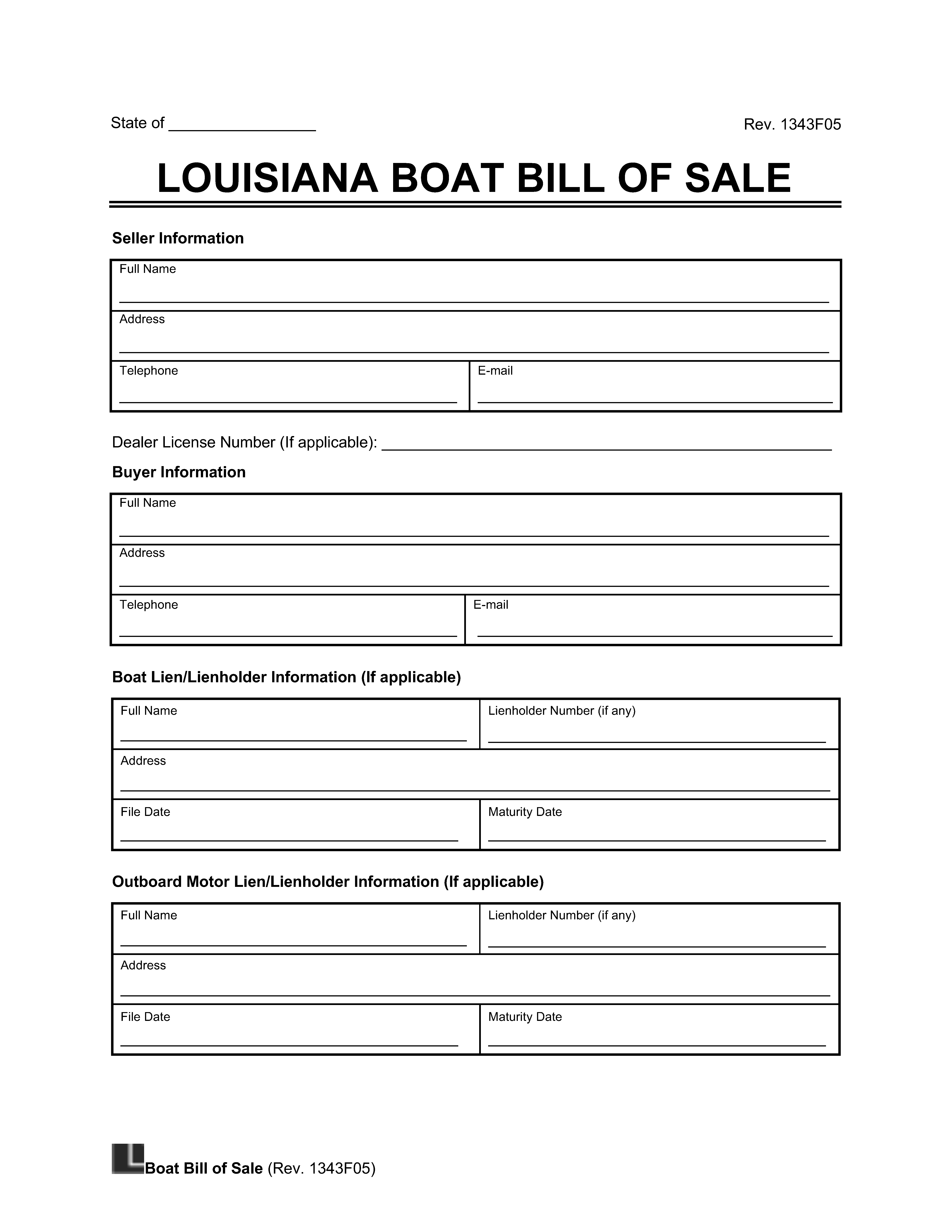 Free Louisiana Boat Bill of Sale Template PDF & Word Legal Templates