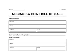 Nebraska Boat Bill of Sale Template