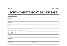 South Dakota Boat Bill of Sale Template