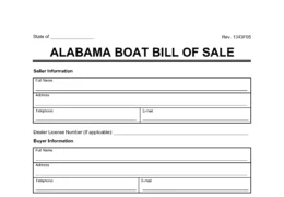Alabama Boat Bill of Sale Template