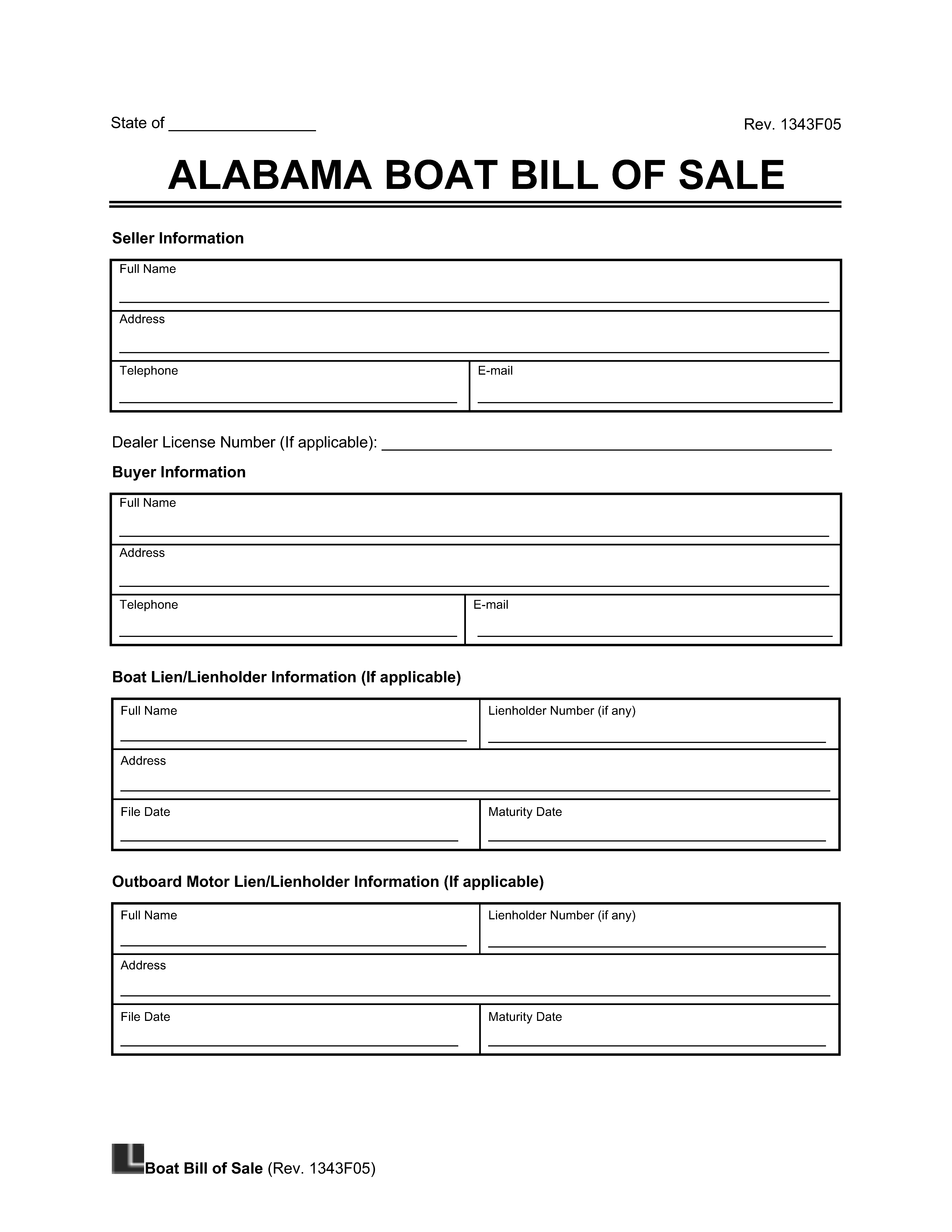 Alabama Boat Bill of Sale screenshot