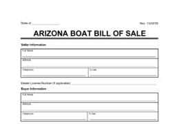 Arizona Boat Bill of Sale template