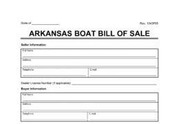 Arkansas boat bill of sale template