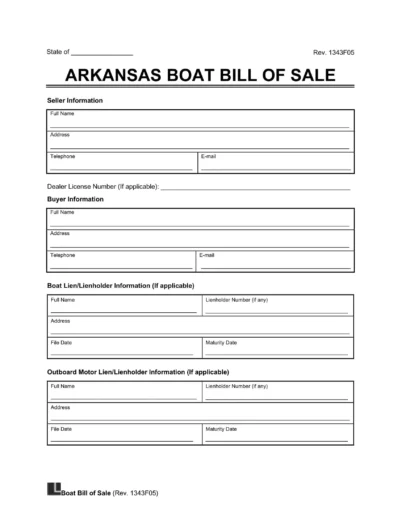 Arkansas boat bill of sale template