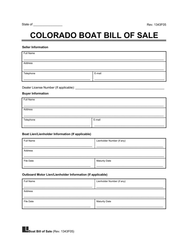 Free Colorado Boat Bill of Sale Template PDF & Word