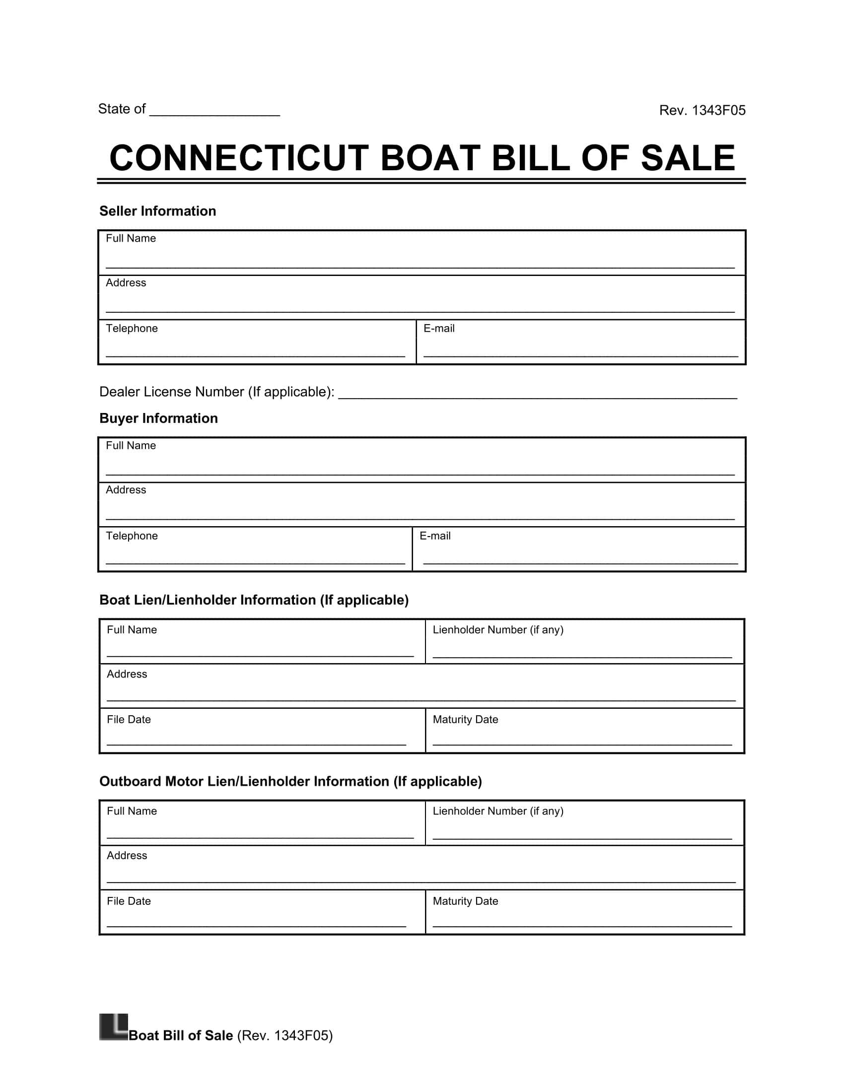 Connecticut boat bill of sale