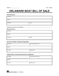 Boat Bill of Sale Delaware template