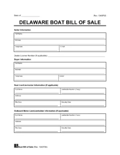 Boat Bill of Sale Delaware template