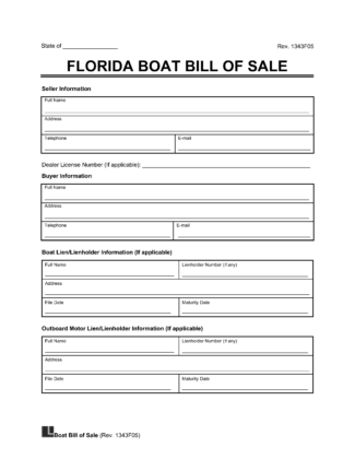 Florida Boat Bill of Sale Template