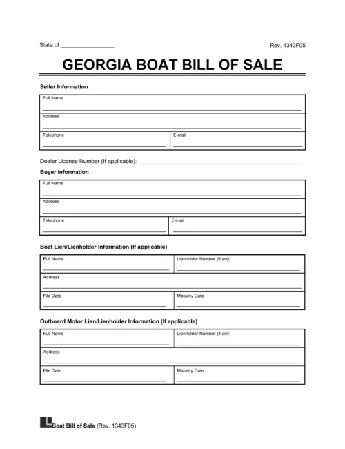 Georgia Boat Bill of Sale template