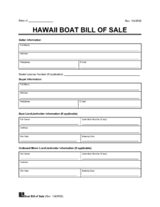 Free Hawaii Boat Bill of Sale Template PDF Word