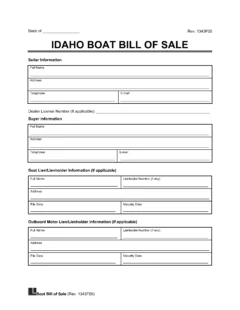 Idaho Boat Bill of Sale Template