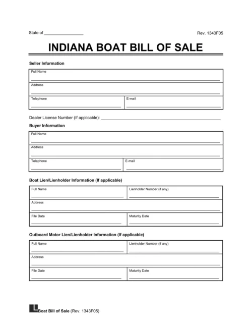 Indiana boat bill of sale template