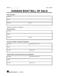 Kansas Boat Bill of Sale Template