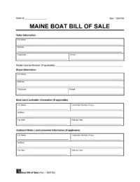 Maine Boat Bill of Sale Template