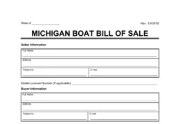 Michigan Boat Bill of Sale Template
