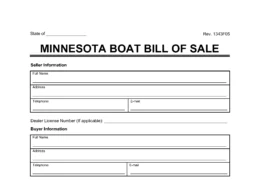 Minnesota Boat Bill of Sale Template