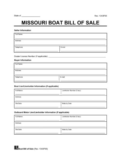 Missouri boat bill of sale template