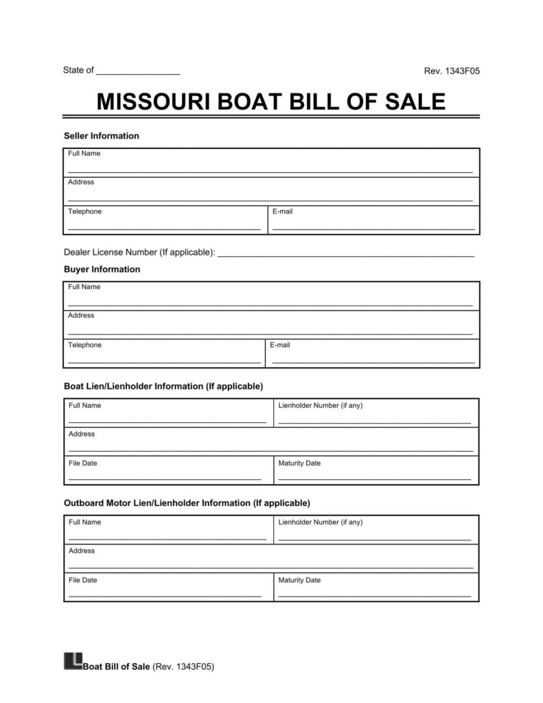 Free Missouri Bill Of Sale Forms 