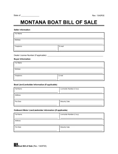 Montana Boat Bill of Sale Template