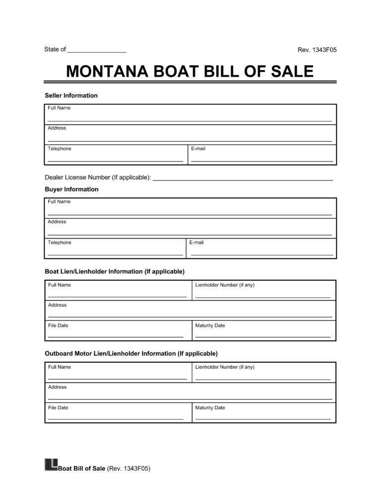 Free Montana Boat Bill of Sale Template | PDF & Word