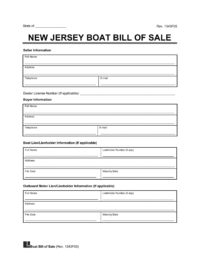 New Jersey Boat Bill of Sale Template