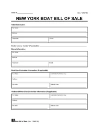 New York Boat Bill of Sale Template