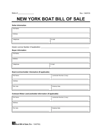 New York Boat Bill of Sale Template