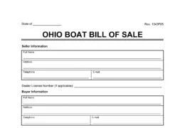 Ohio Boat Bill of Sale Template