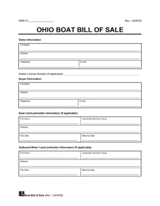 Ohio Boat Bill of Sale Template