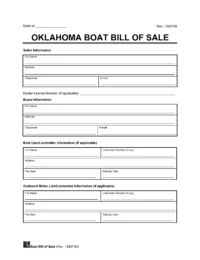 Boat Bill of Sale Oklahoma template
