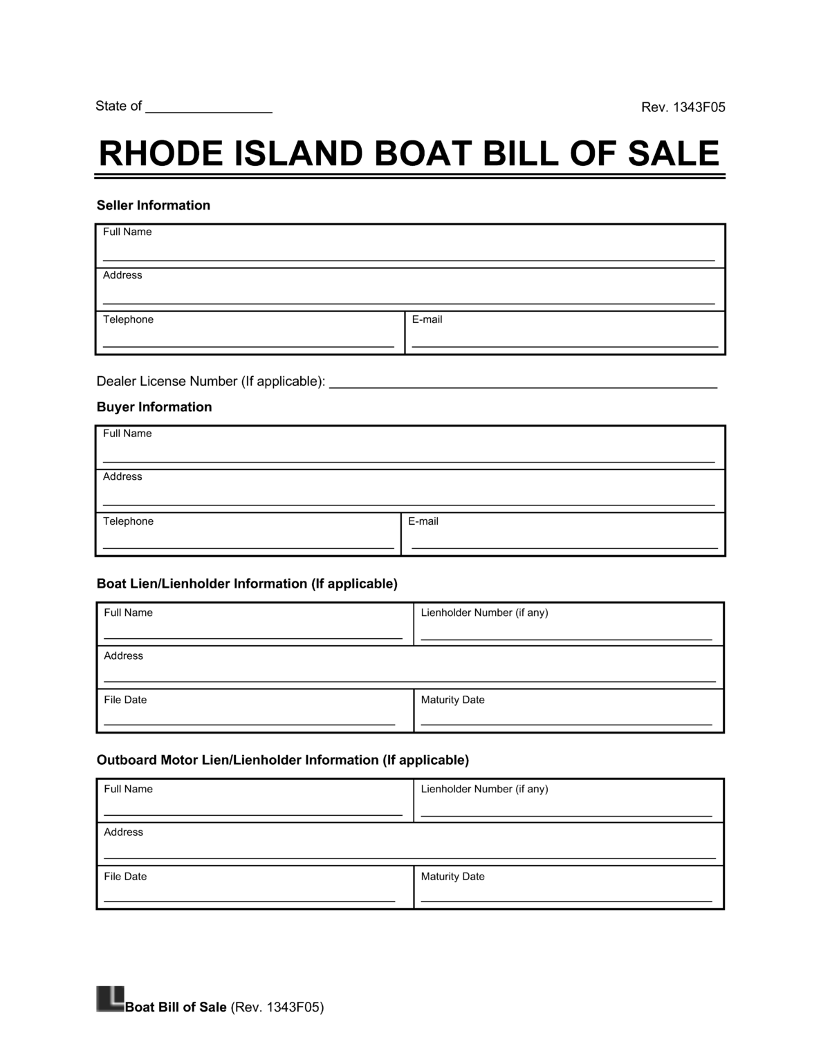 Free Rhode Island Boat Bill of Sale Template PDF & Word