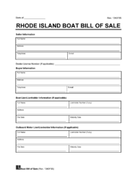 Rhode Island Boat Bill of Sale Template