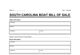 South Carolina Boat Bill of Sale Template