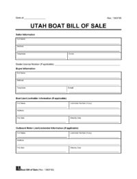 Utah Boat Bill of Sale template