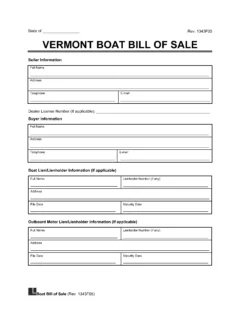 Vermont Boat Bill of Sale Template