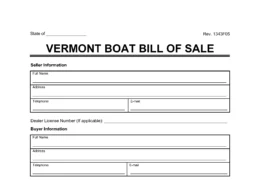 Vermont Boat Bill of Sale Template